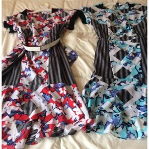 NEW Lot Of 2 Peter Pilotto Women's Dresses Red Blue Belts For Target Size 2